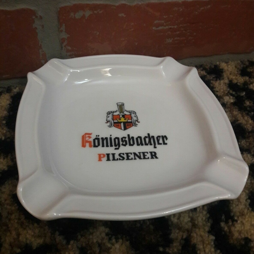 Konigsbacher Pilsener Ashtray Grenzhausen Rastal Billy Goat Crest 1689 Coat Arms